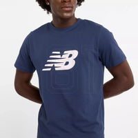 Vyriški tamsiai mėlyni medvilniniai marškinėliai su logotipu New Balance
