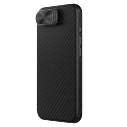 Juodas magnetinis telefono dėklas su kameros apsauga ir stovu iPhone 16e Nillkin