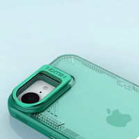 Žalias apsauginis telefono dėklas su stovu iPhone 16e Nillkin