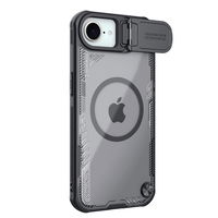 Apsauginis juodas dėklas su lęšio dangteliu ir stovu iPhone 16e Nillkin