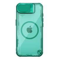 Žalias magnetinis iPhone 16e dėklas su stovu ir kameros dangteliu Nillkin