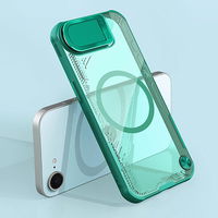 Žalias magnetinis iPhone 16e dėklas su stovu ir kameros dangteliu Nillkin