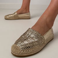 Moteriškos auksinės vasarinės espadrilės su platforma Zelvira (PHT65118)
