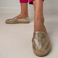 Moteriškos auksinės vasarinės espadrilės su platforma Zelvira (PHT65118)