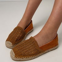 Moteriškos rudos espadrilės vasarai su ažūrine medžiaga Plevis (PHT65092)