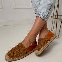 Moteriškos rudos espadrilės vasarai su ažūrine medžiaga Plevis (PHT65092)