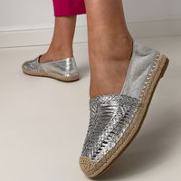 Moteriškos sidabrinės ažūrinės espadrilės su platforma Zelvira (PHT65137)