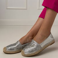 Moteriškos sidabrinės ažūrinės espadrilės su platforma Zelvira (PHT65137)