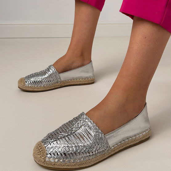 Moteriškos sidabrinės ažūrinės espadrilės su platforma Zelvira (PHT65137)