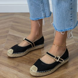 Moteriškos juodos espadrilės su dekoratyvine sagtimi Pilata
