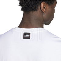 Vyriški balti medvilniniai marškinėliai su logotipu adidas