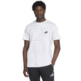 Vyriški balti medvilniniai marškinėliai su logotipu adidas