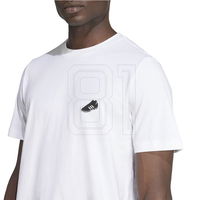 Vyriški balti medvilniniai marškinėliai su logotipu adidas