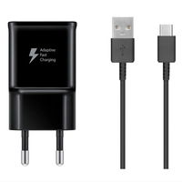 Sieninis įkroviklis su USB-A greitu įkrovimu ir USB-C laidu 15W juodas Samsung