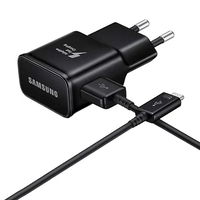 Sieninis įkroviklis su USB-A greitu įkrovimu ir USB-C laidu 15W juodas Samsung