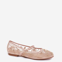 Balerinos smėlio spalvos su nėriniais ir dirželiu Step in Style