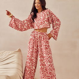 Plonos raštuotos vasarinės kelnės su aukštu liemeniu Roco Fashion