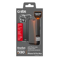 Apsauginis rinkinys iPhone 16 Pro Max skaidrus su stikliuku SBS