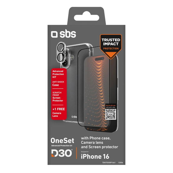Dėklas iPhone 16 skaidrus su stikliukais ir D3O apsauga SBS