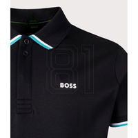 Vyriški juodi polo marškinėliai su kontrastinėmis detalėmis Boss