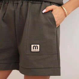 Treningo komplektas moterims khaki spalvos su šortais Wangdxing