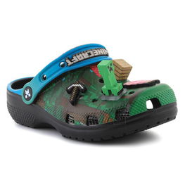Vaikiškos šlepetės žalia spalva su Minecraft dizainu Crocs