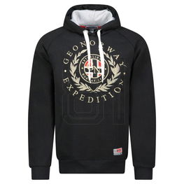 Džemperis su gobtuvu juodas medvilninis kasdienai Geographical Norway