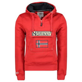 Vyriškas raudonas džemperis su gobtuvu laisvalaikiui Geographical Norway