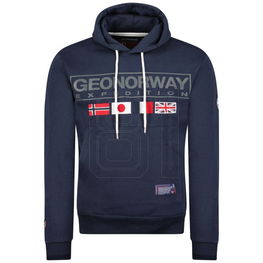 Džemperis su gobtuvu tamsiai mėlynas medvilninis kasdienai Geographical Norway