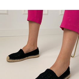 Espadrilės juodos pintos medvilnės su virvele PRIMO
