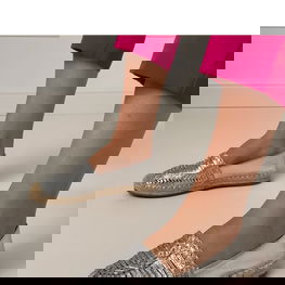 Espadrilės sidabrinės odos su pintu padu kasdienai PRIMO
