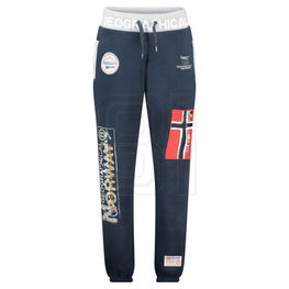Laisvalaikio kelnės tamsiai mėlynos spalvos su spauda Geographical Norway