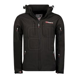 Striukė juoda softshell su gobtuvu laisvalaikiui Geographical Norway