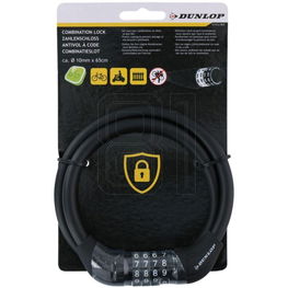 Dviračio spyna su kodu, juoda, 65 cm x 10 mm, Dunlop