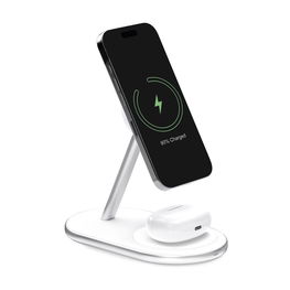 Belaidė įkrovimo stotelė telefonui ir ausinėms, balta, Puro