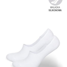 Moters baltos medvilninės nematomos kojinės su silikonine juostele