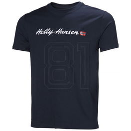 Marškinėliai tamsiai mėlyni medvilniniai kasdienai Helly Hansen
