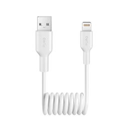 Įkrovimo laidas baltas spiralinis USB–Lightning 1m Puro