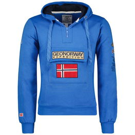 Džemperis su gobtuvu mėlynas su užtrauktuku Geographical Norway