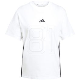 Marškinėliai balti medvilniniai su skaičiumi 81 kasdienai adidas