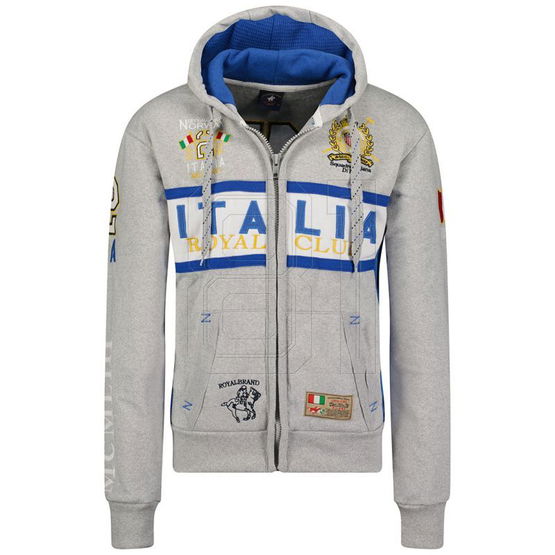 Vyriškas džemperis su gobtuvu pilkas medvilninis su užtrauktuku Geographical Norway
