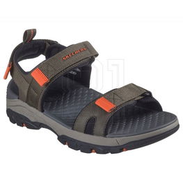 Vyriški sandalai žygiams alyvuogių spalvos su lipukais Skechers