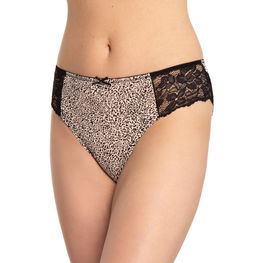 Kelnaitės bikini smėlio spalvos su nėriniais kasdienai L-1586BI