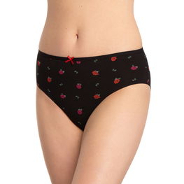Kelnaitės juodos medvilninės su gėlių raštu kasdienai BIKINI