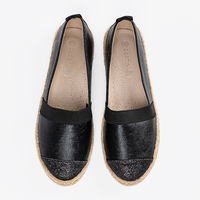 Moteriškos juodos espadrilės iš eko odos vasarai (POL63677)
