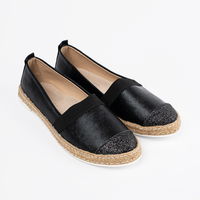 Moteriškos juodos espadrilės iš eko odos vasarai (POL63677)