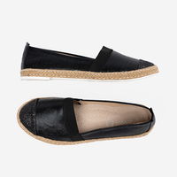 Moteriškos juodos espadrilės iš eko odos vasarai (POL63677)