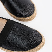 Moteriškos juodos espadrilės iš eko odos vasarai (POL63677)