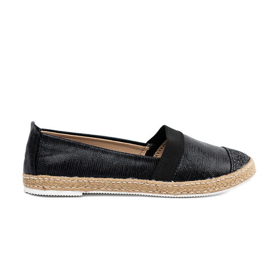 Moteriškos juodos espadrilės iš eko odos vasarai (POL63677)