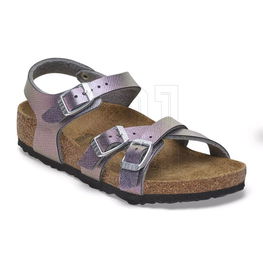 Vaikiški violetiniai odiniai sandalai su sagtimis Birkenstock